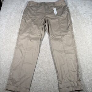 Croft & Barrow Comfort Waistband Pants Women 18 (FITS 37 X 30)Khaki Straight NEW